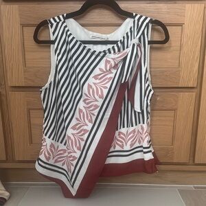 Abercrombie and Fitch Striped Sleeveless Knotted Scarf Asymmetrical Top